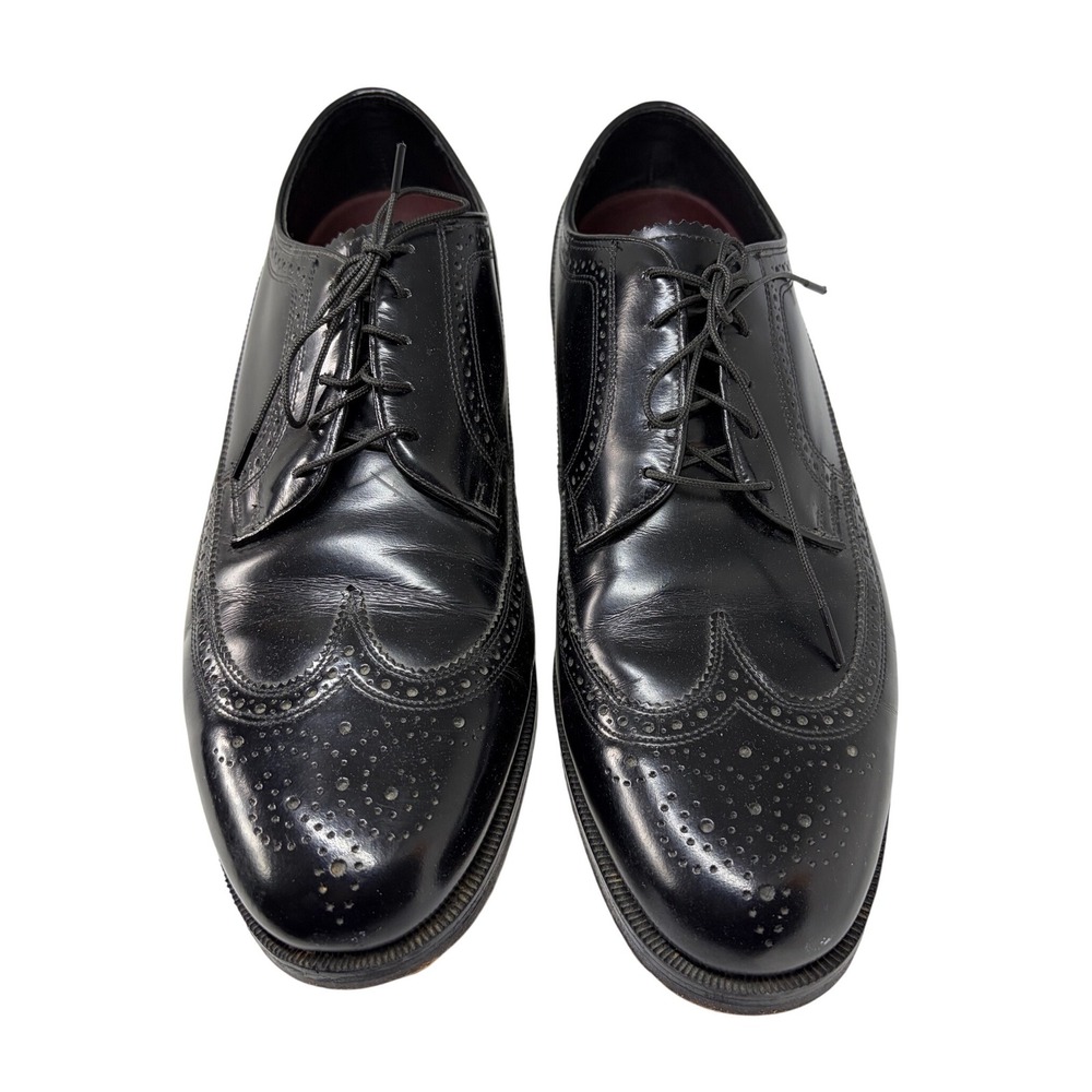 Florsheim Wingtip Oxfords Mens 11 D Black Good Brogue Leather Dress Shoes 20856